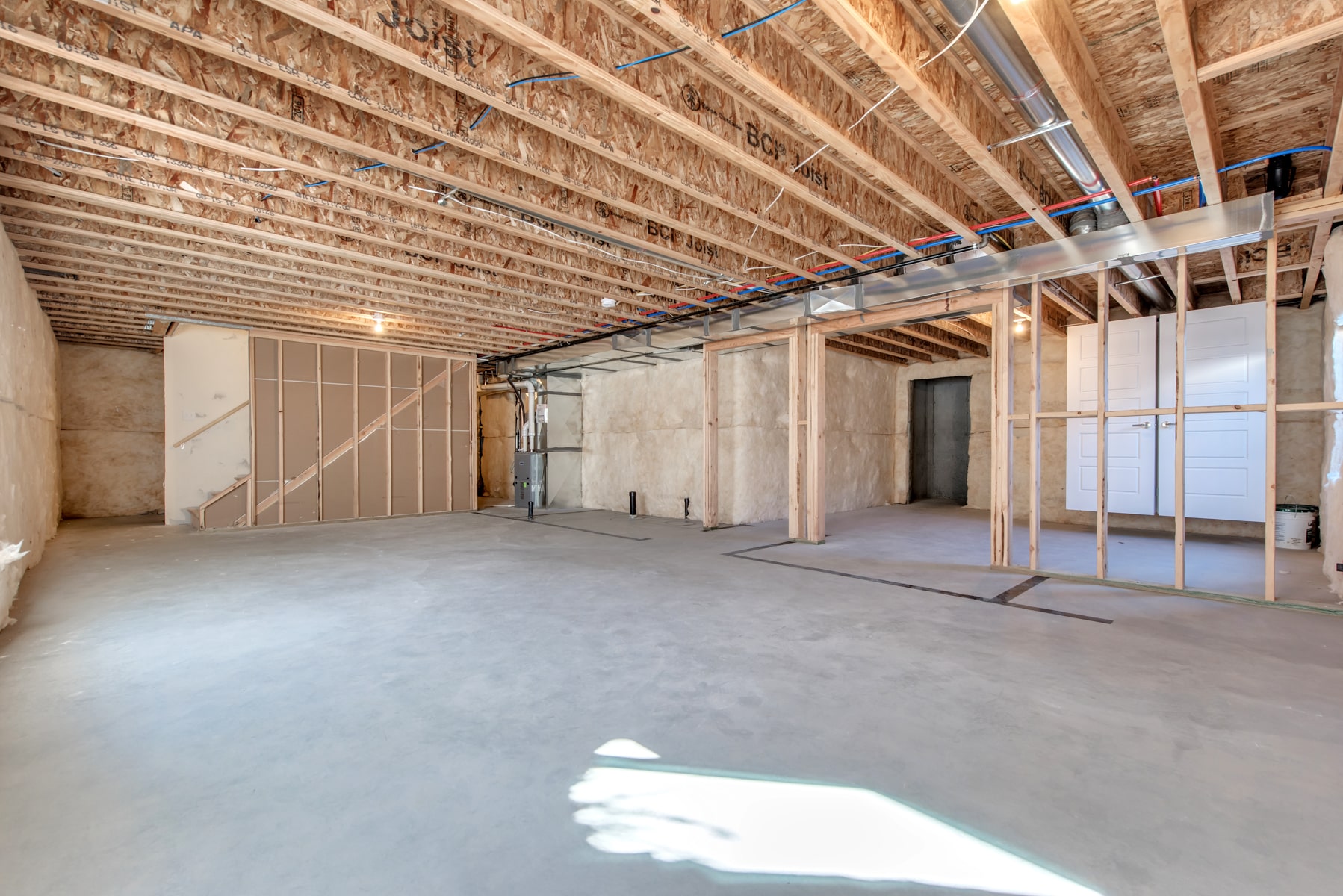 unfinished basement in a new home from McArthur Homes.