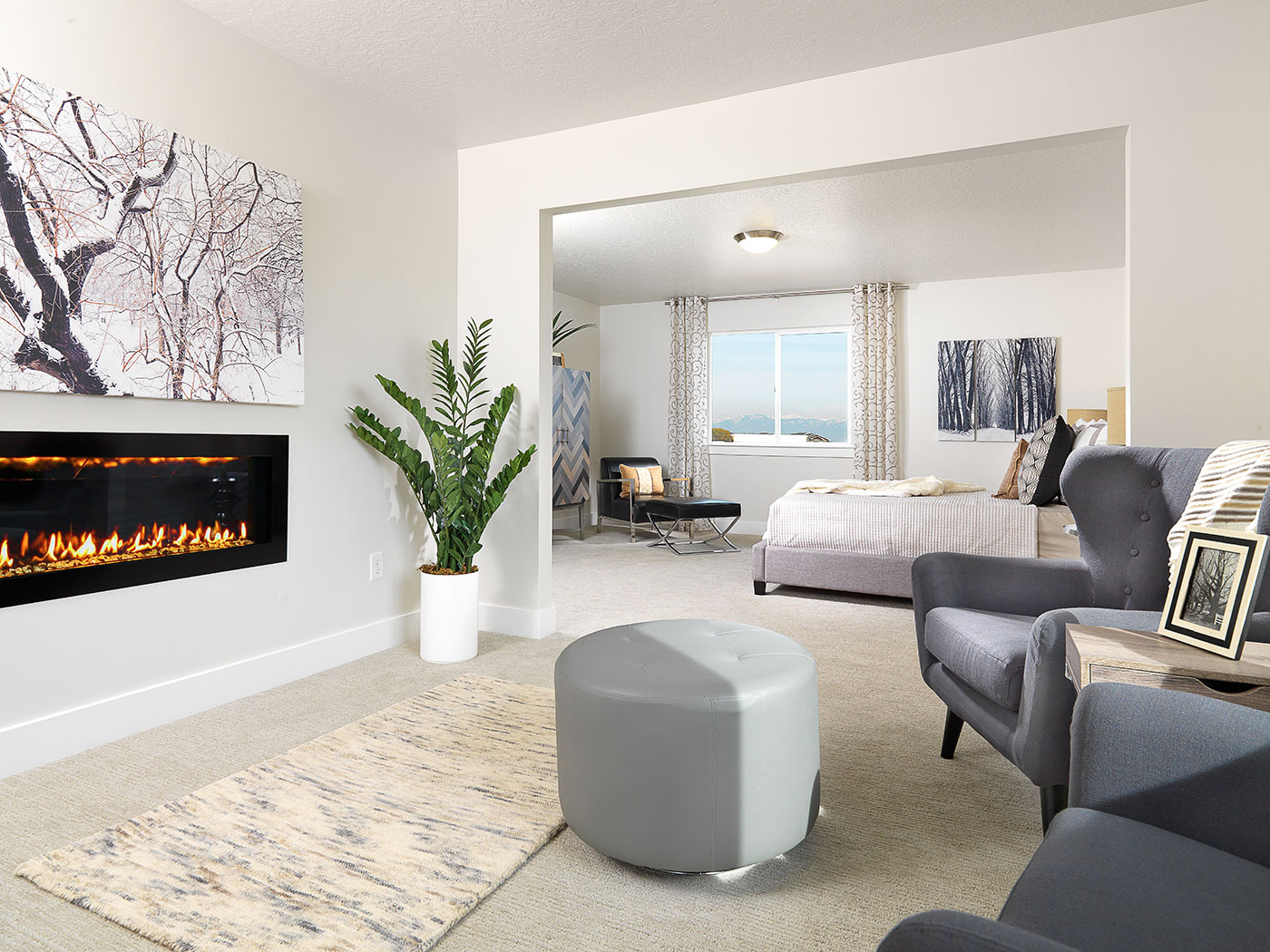 a completed and furnished master bedroom built by McArthur Homes