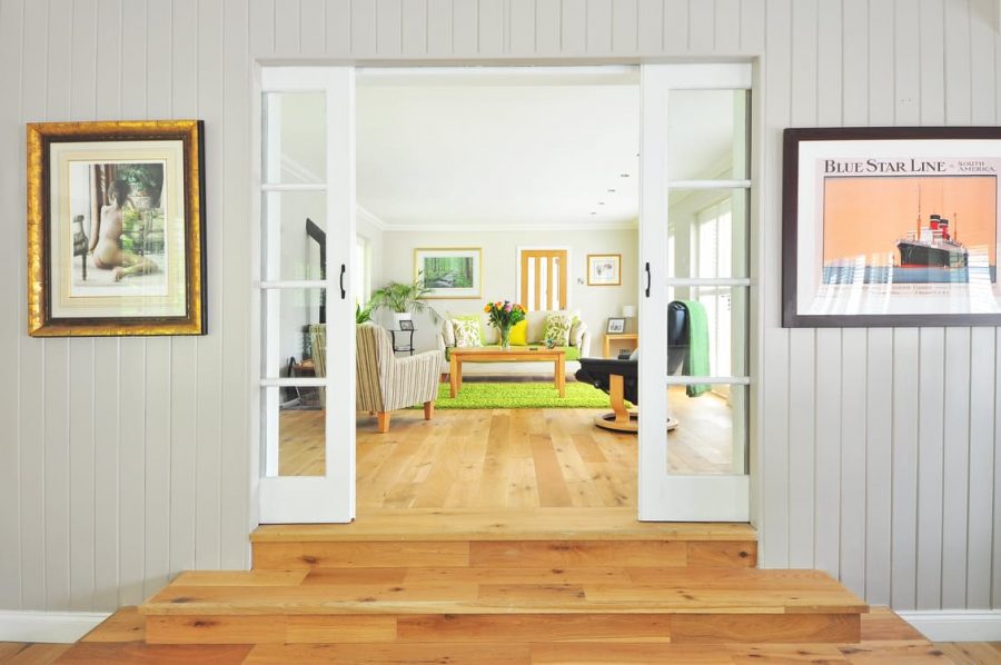 Entryway and living room of a beautiful home
