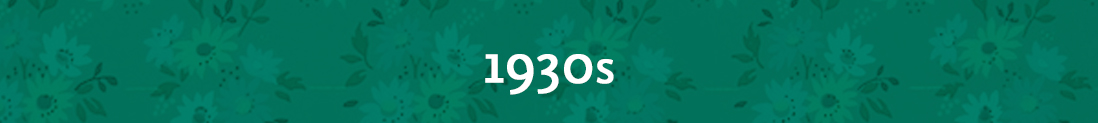 Green banner that reads 1930s