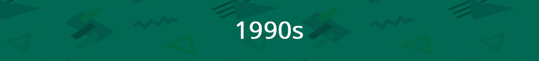 Green banner that reads 1990s