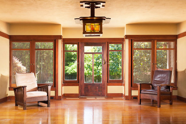 Open living room in a 1901 home
