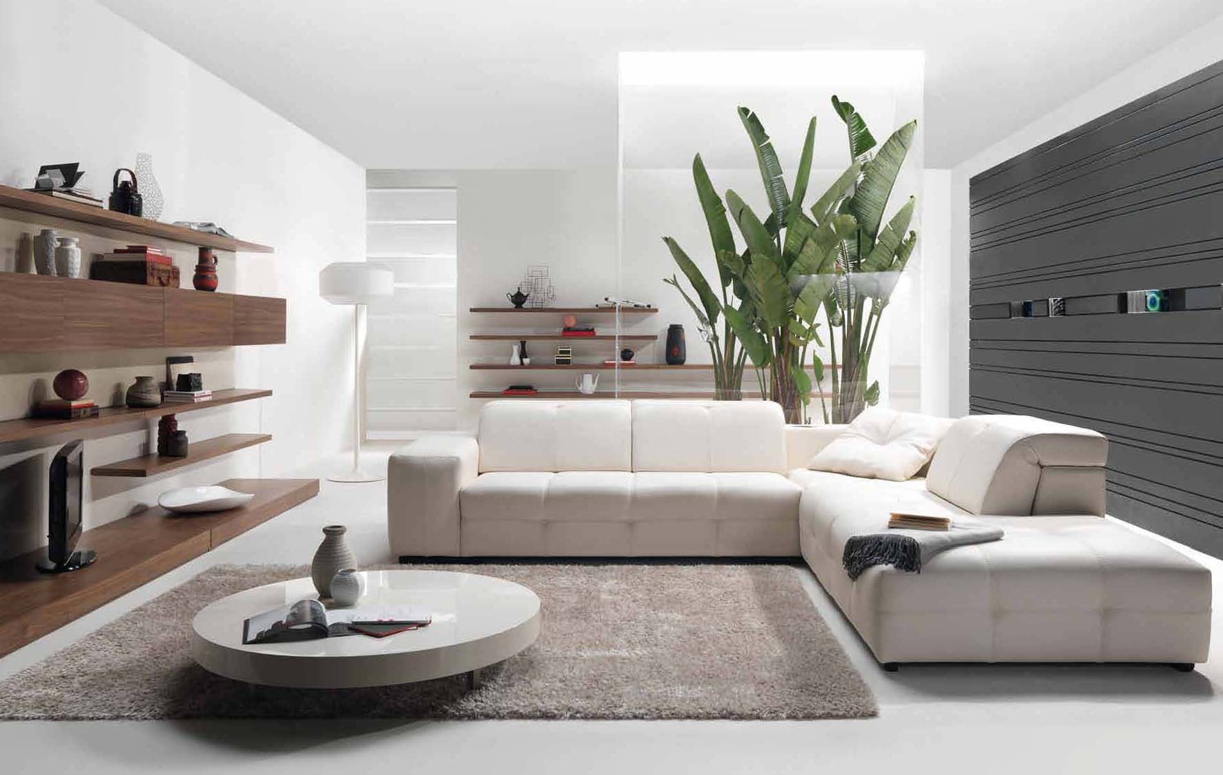 2010 living room with white couches and bookshelves