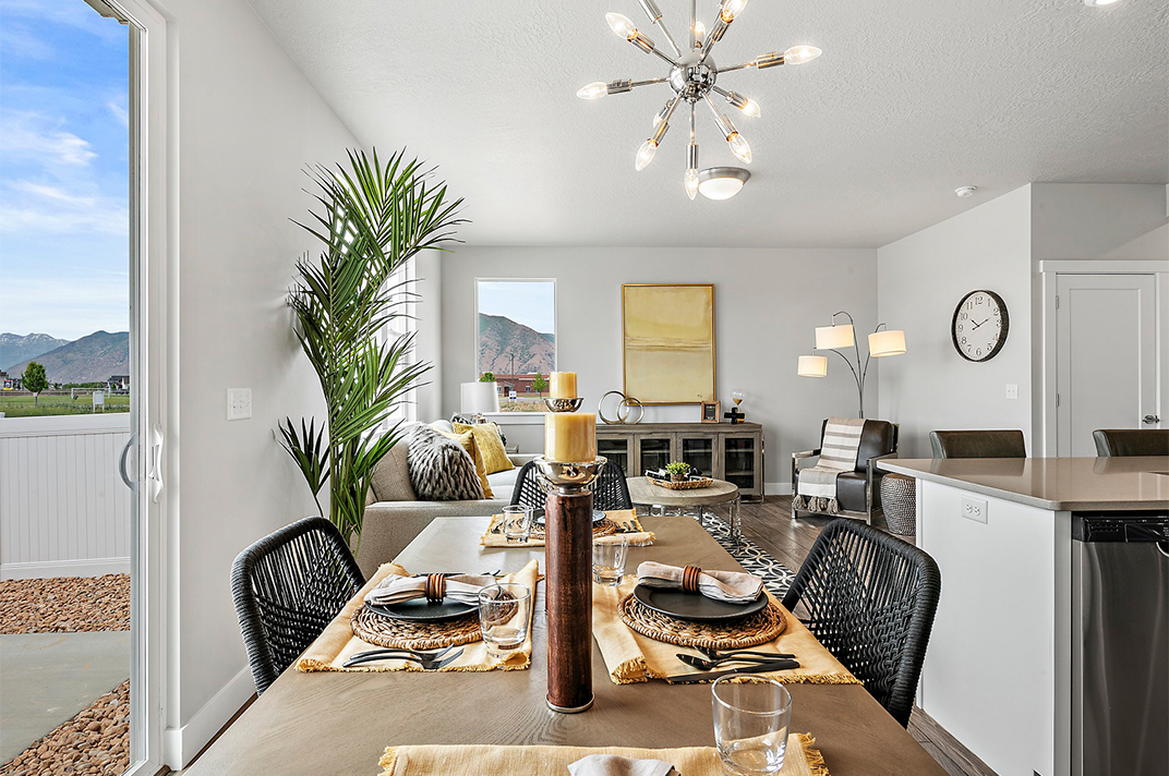 New model home dining area view.
