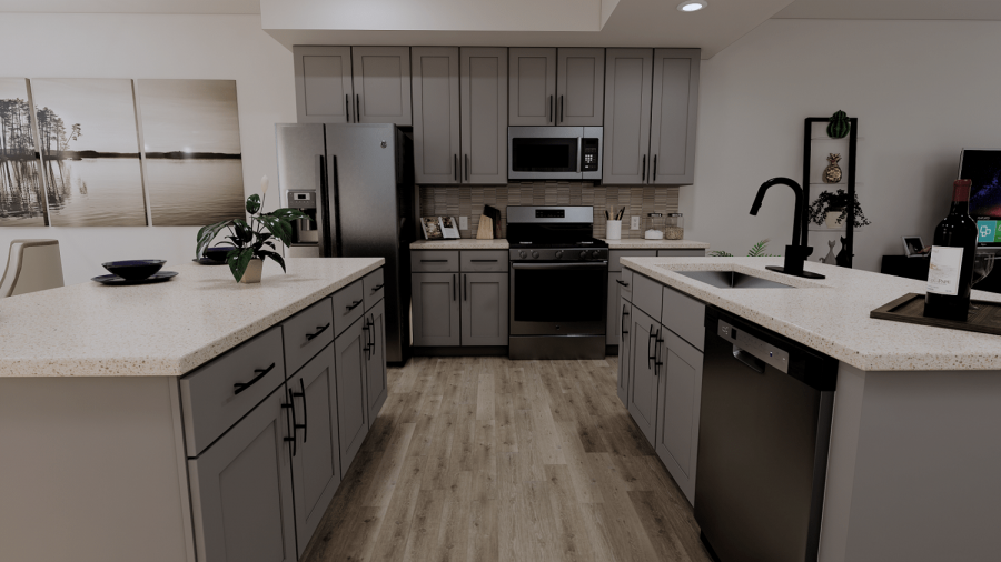 New kitchen with two island counter tops from McArthur Homes.