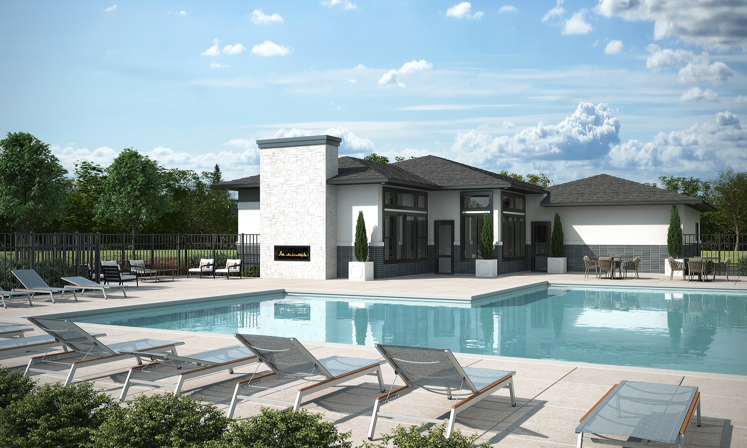 Clubhouse With A Pool At Rockwell Ranch Townhomes