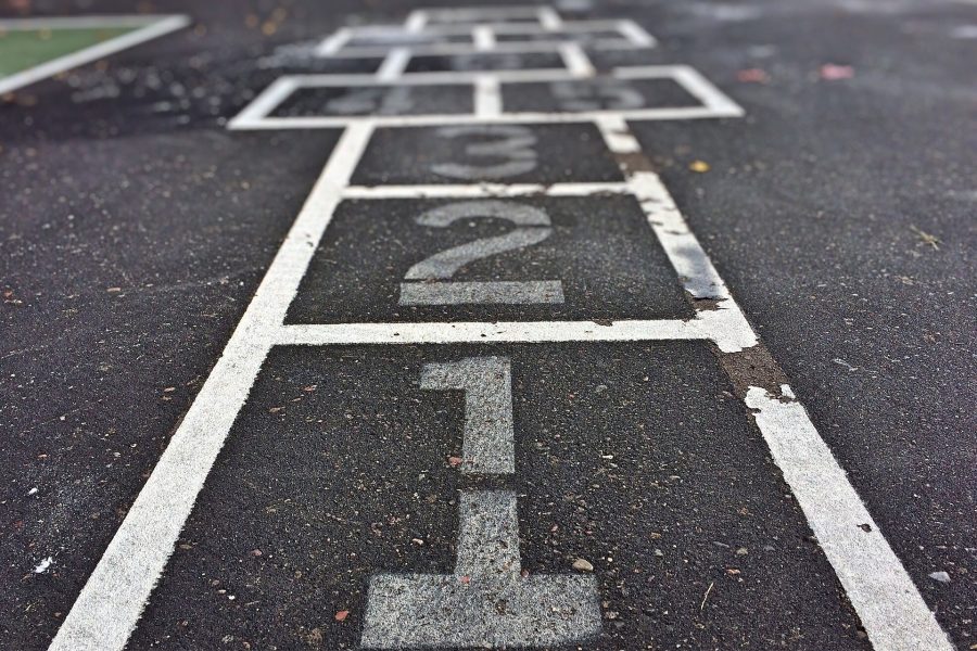 Hopscotch Drawn on Blacktop In A Playground