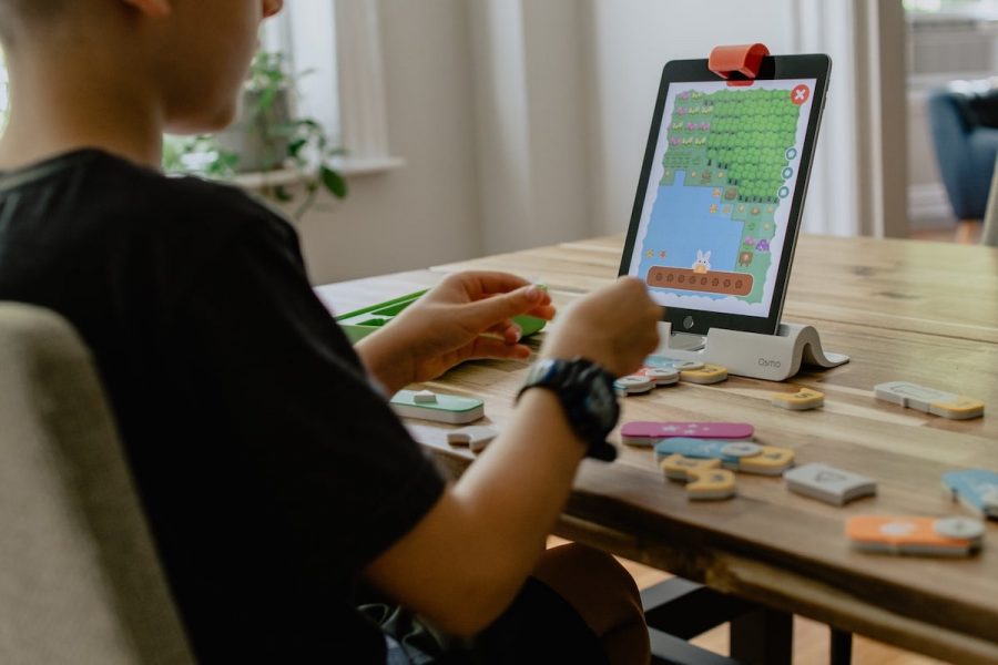 Child Learning on iPad Virtually at Home