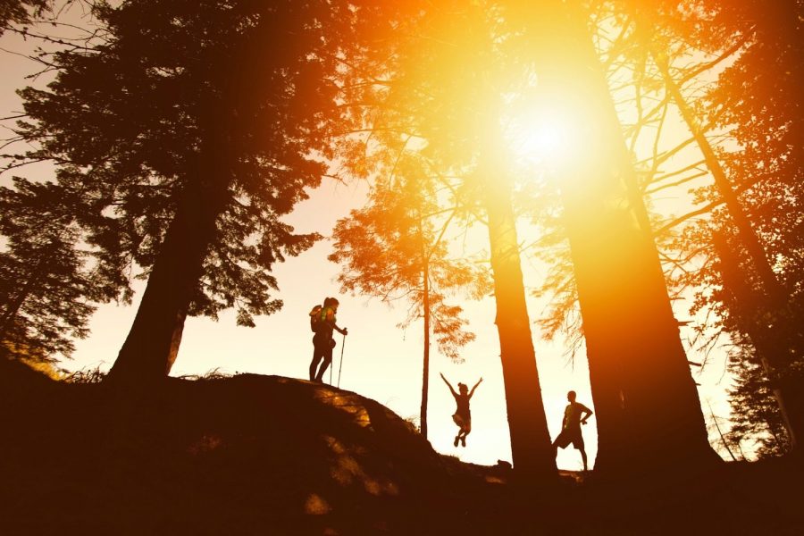 People Hiking With Sunsetting
