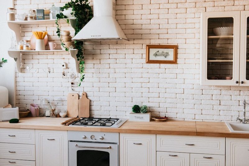 Kitchen With Brick Wall