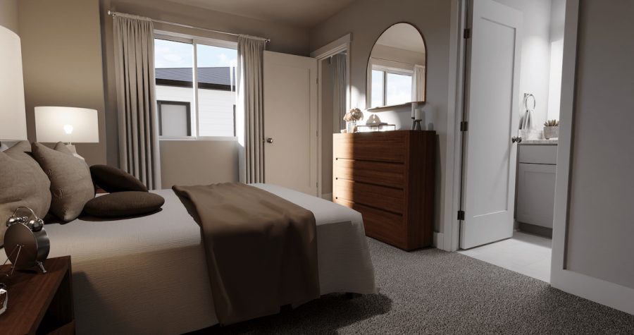 Bedroom with bathroom attached in a McArthur Home