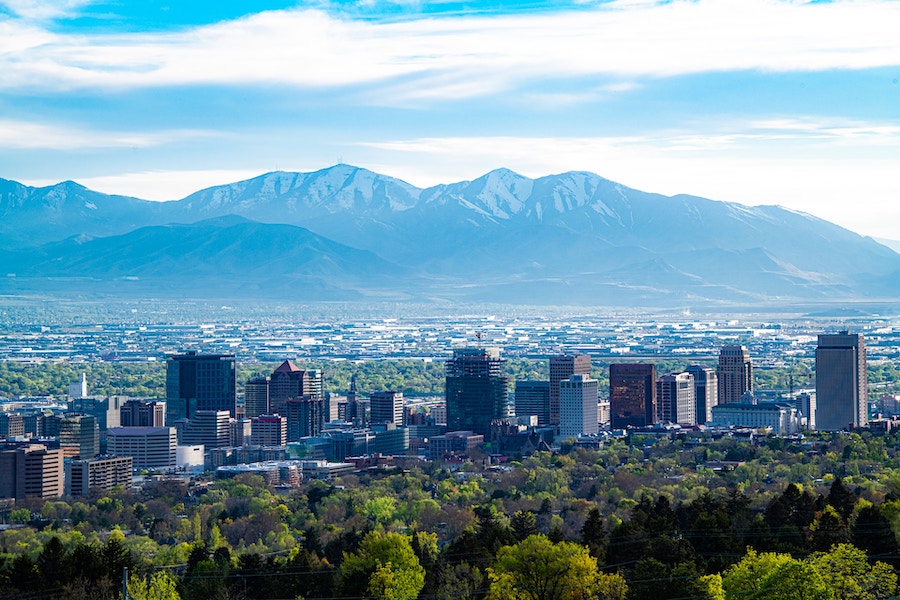 Salt Lake City With Mountains in the Background
