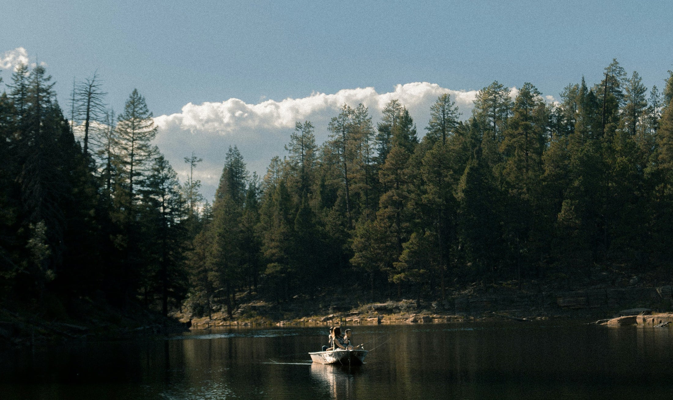 Lake with boat on it