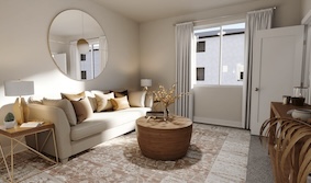 Family Room With Large Mirror