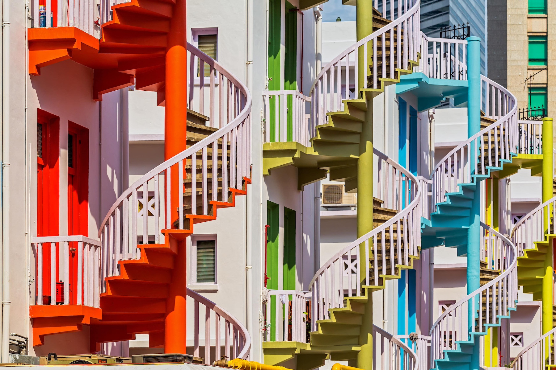 Colorful spiral stairs of Singapore's Bugis Village