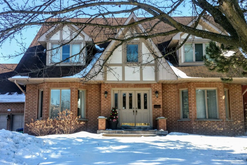 House with winter protection against snow.