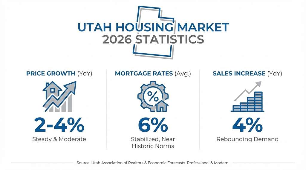 Utah housing market 2026 forecast showing price and rate predictions