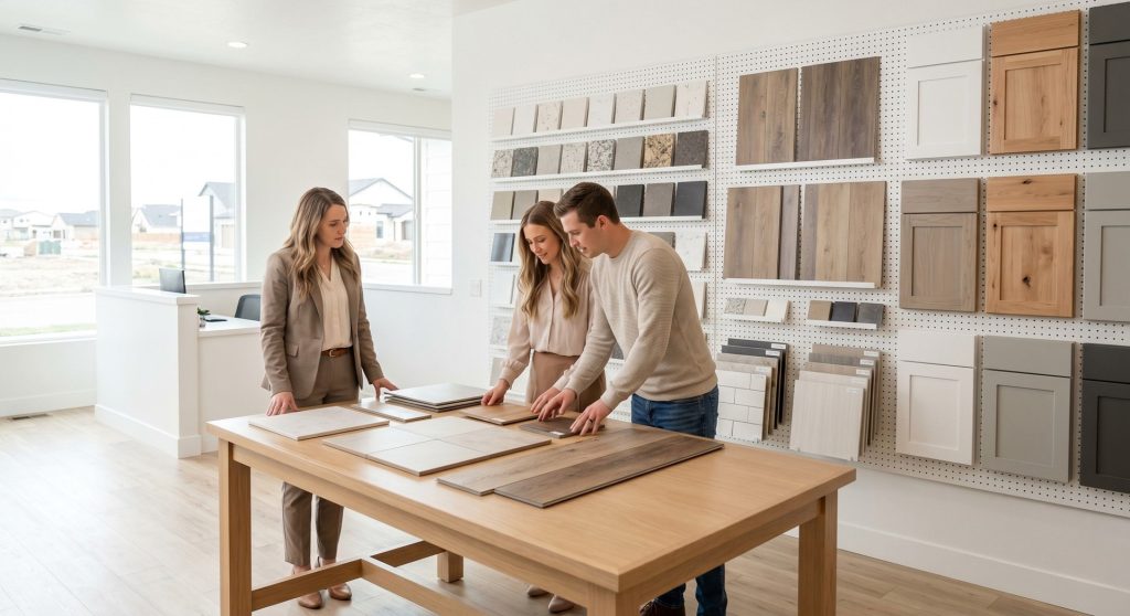 Utah new home builder design center showing upgrade allowance finish options for new construction buyers
