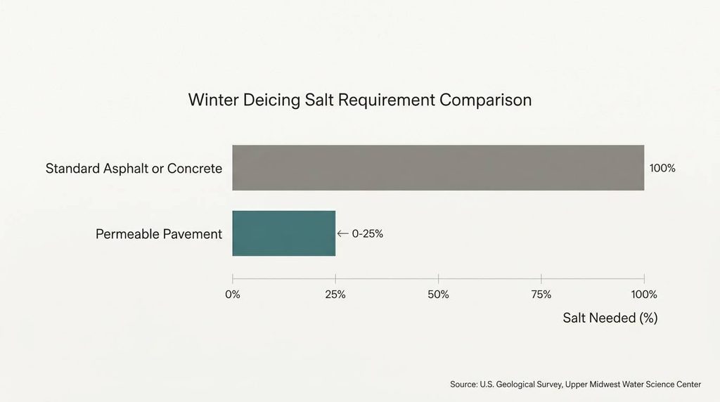 Chart showing deicing salt reduction with permeable pavers